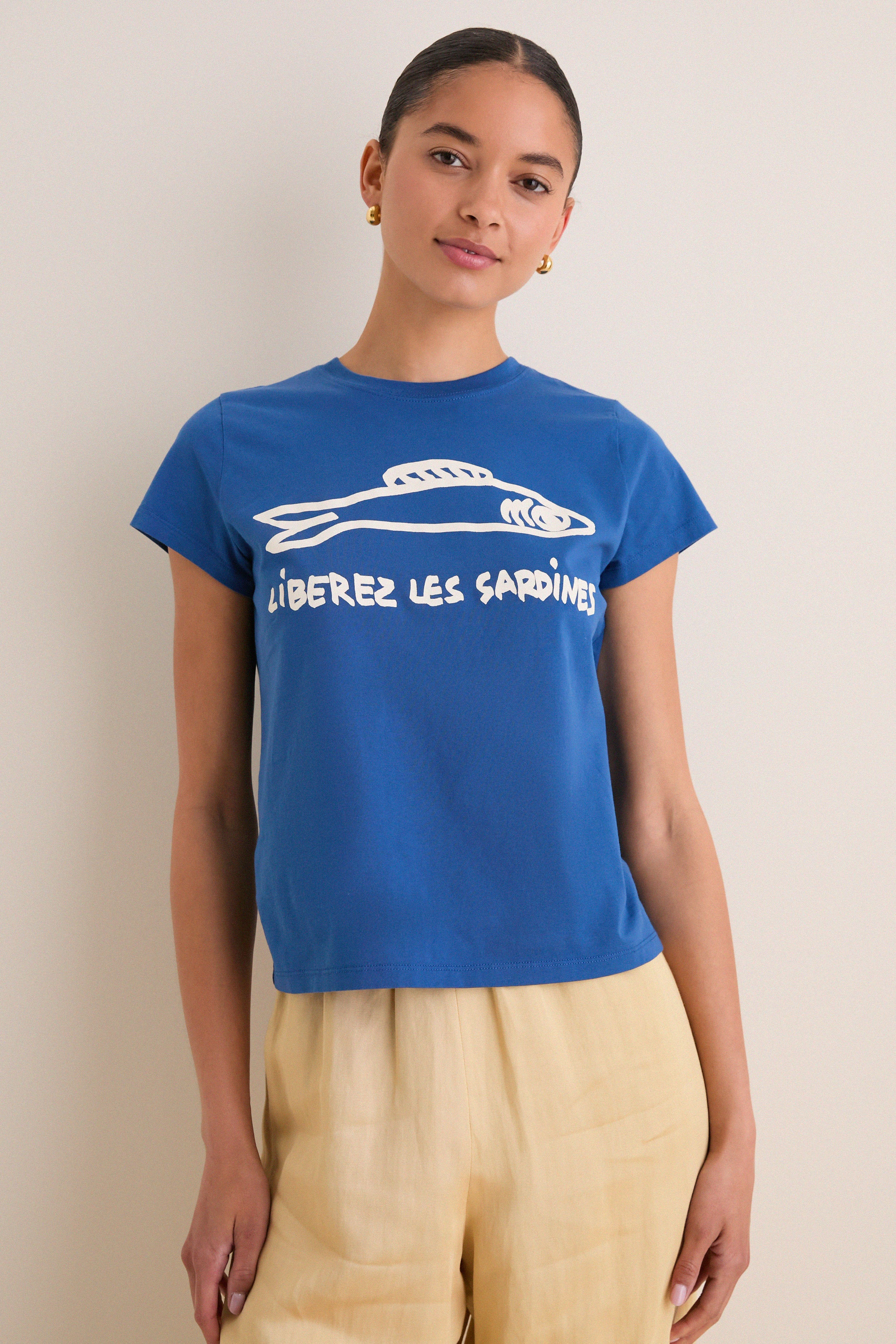 French Blue Librez les Sardines Classic Tee | Clare V