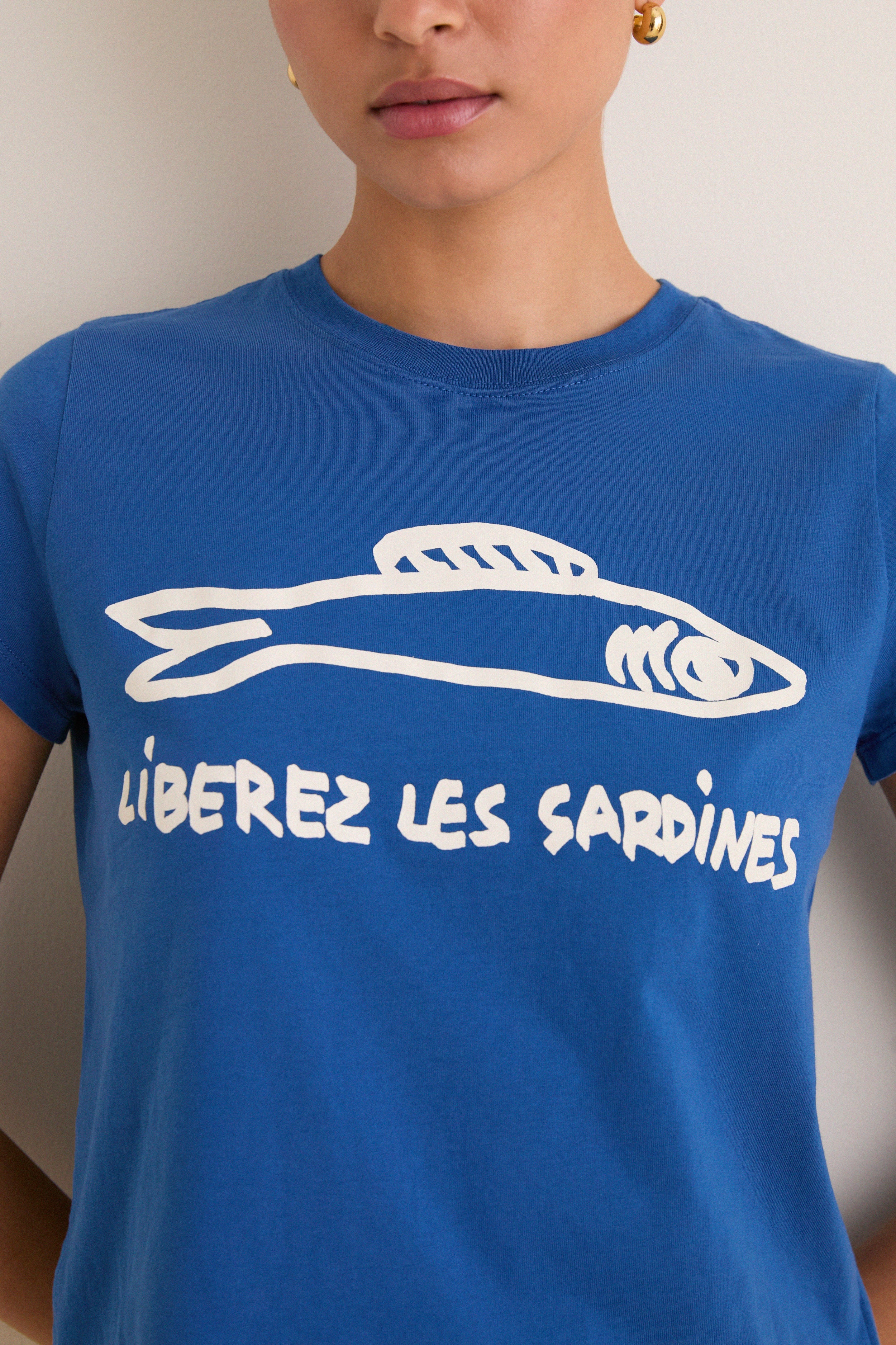 French Blue Librez les Sardines Classic Tee | Clare V
