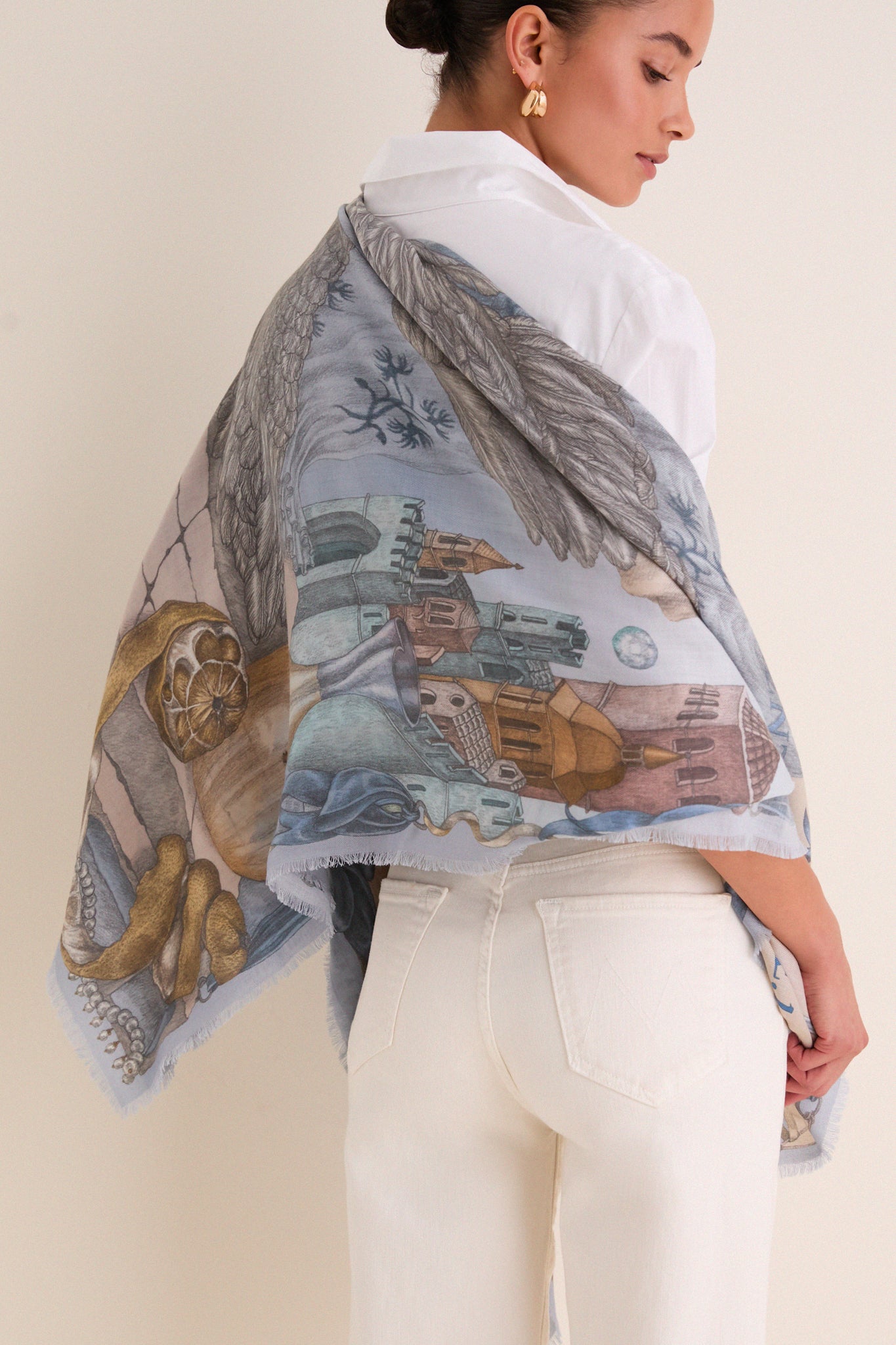 Crystal and Calcite Glass Swan Square Scarf