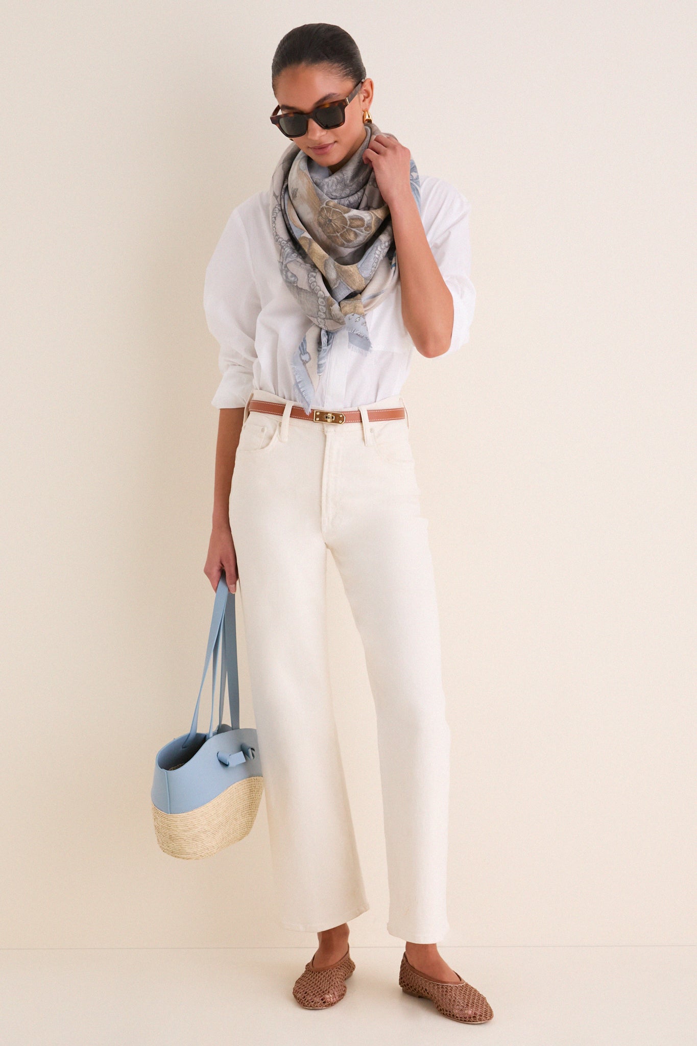 Crystal and Calcite Glass Swan Square Scarf