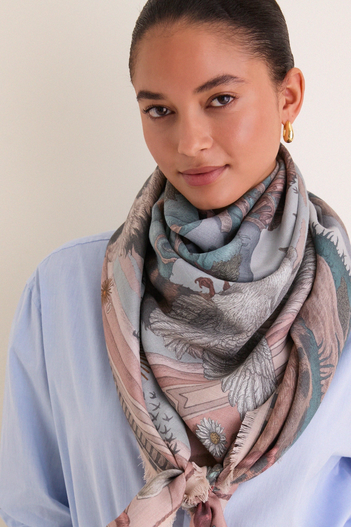 Morello and Mint Medici Cheetah Square Scarf