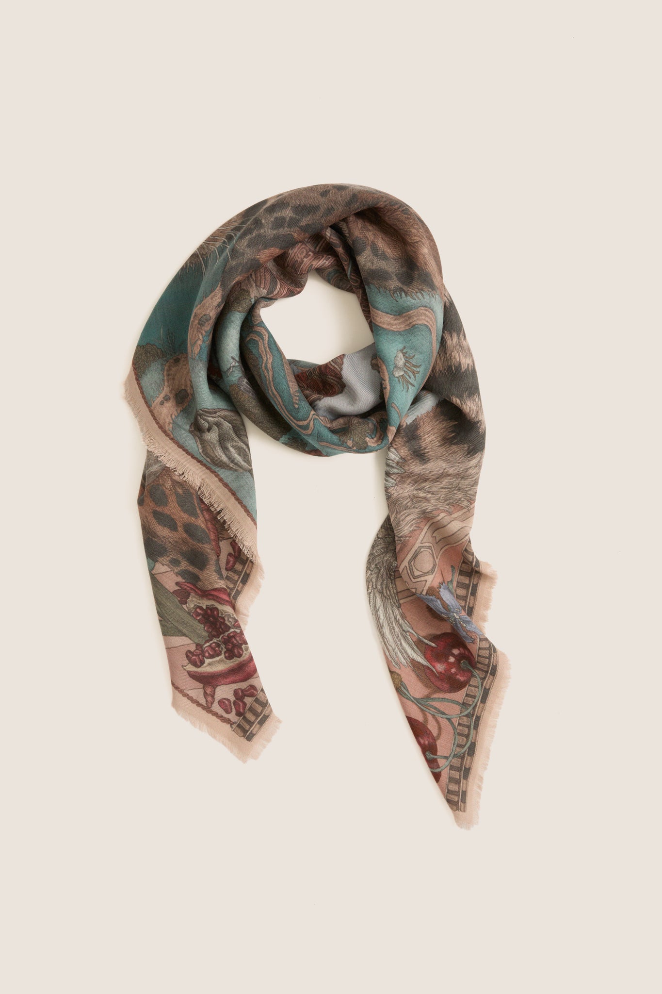 Morello and Mint Medici Cheetah Square Scarf