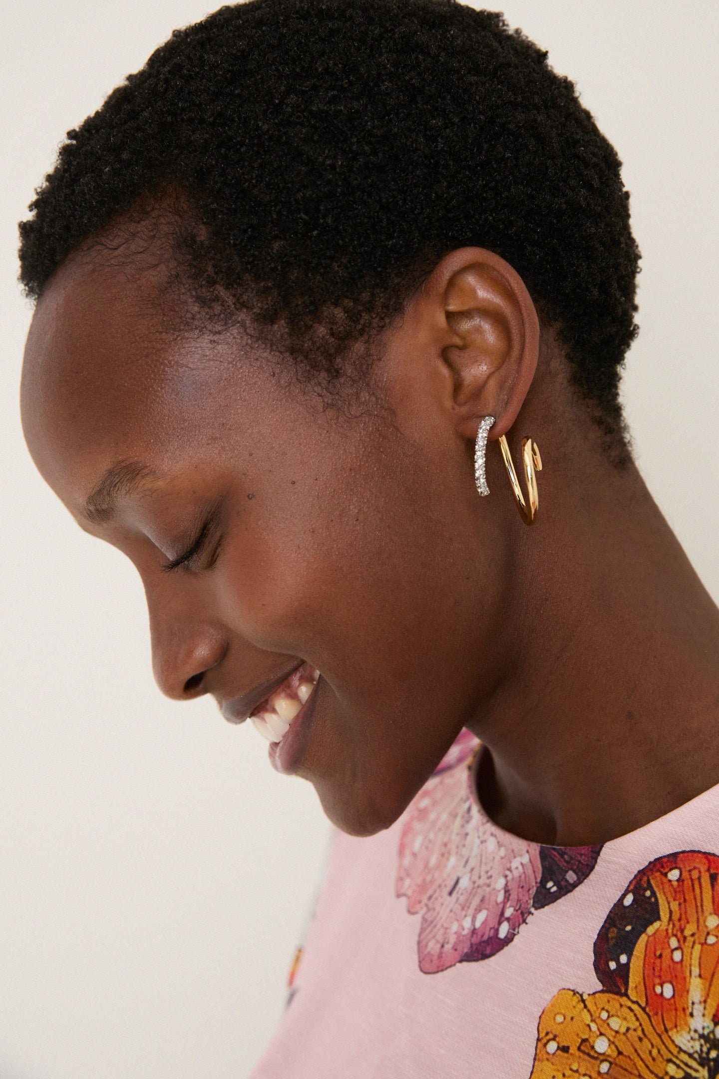 Gold, Silver and Crystal Bowery Earrings