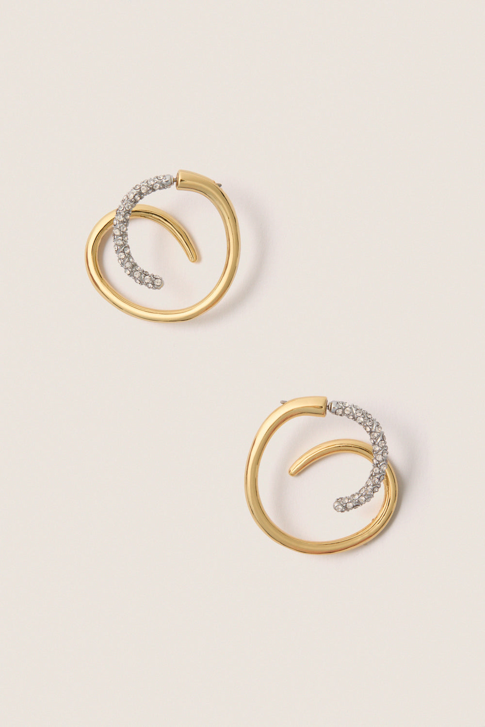 Gold, Silver and Crystal Bowery Earrings