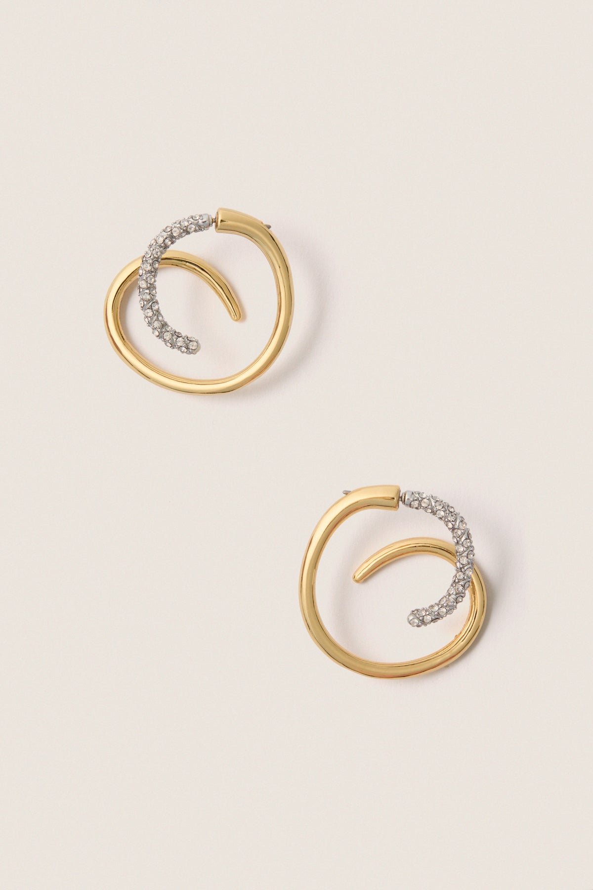 Gold, Silver and Crystal Bowery Earrings