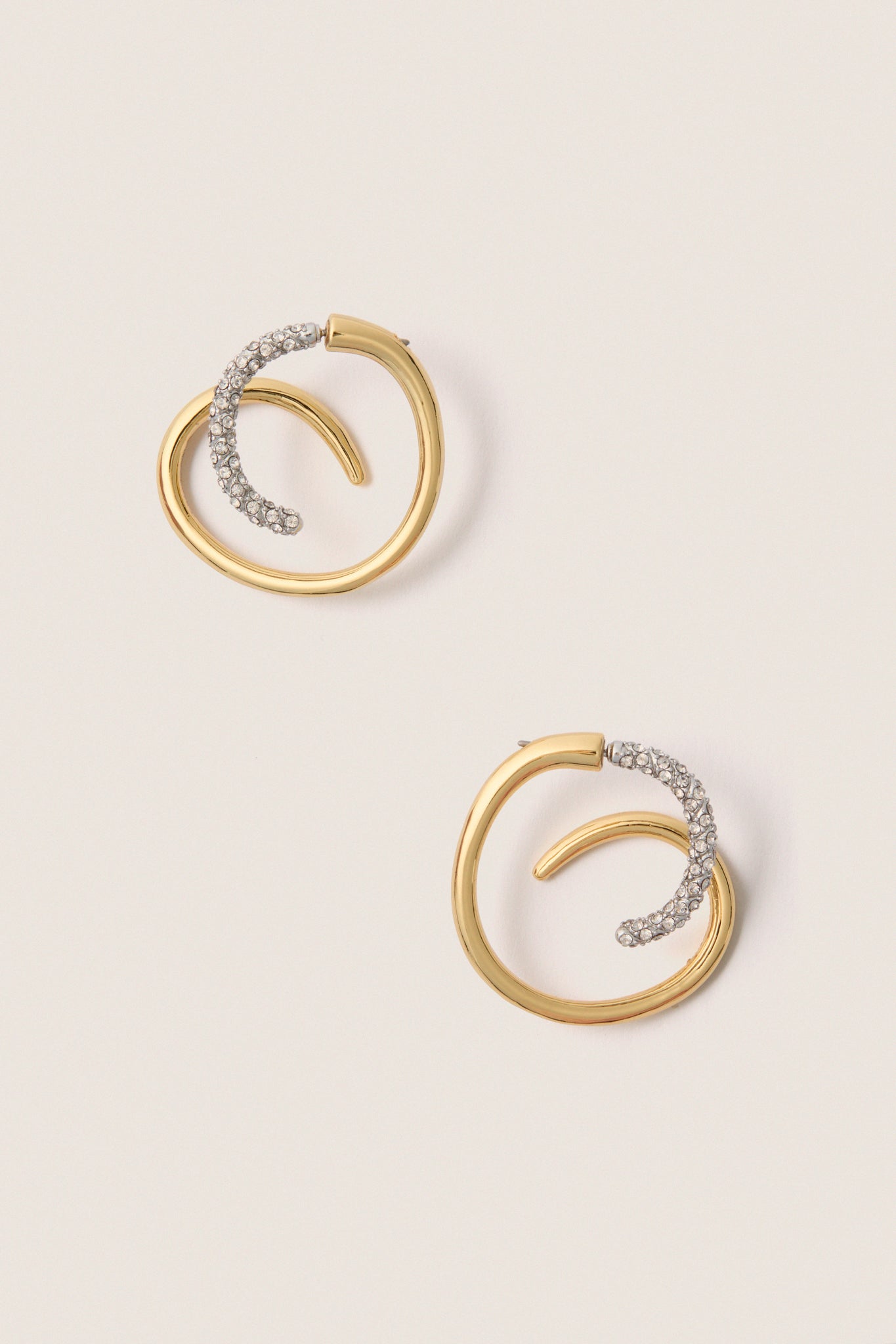 Gold, Silver and Crystal Bowery Earrings