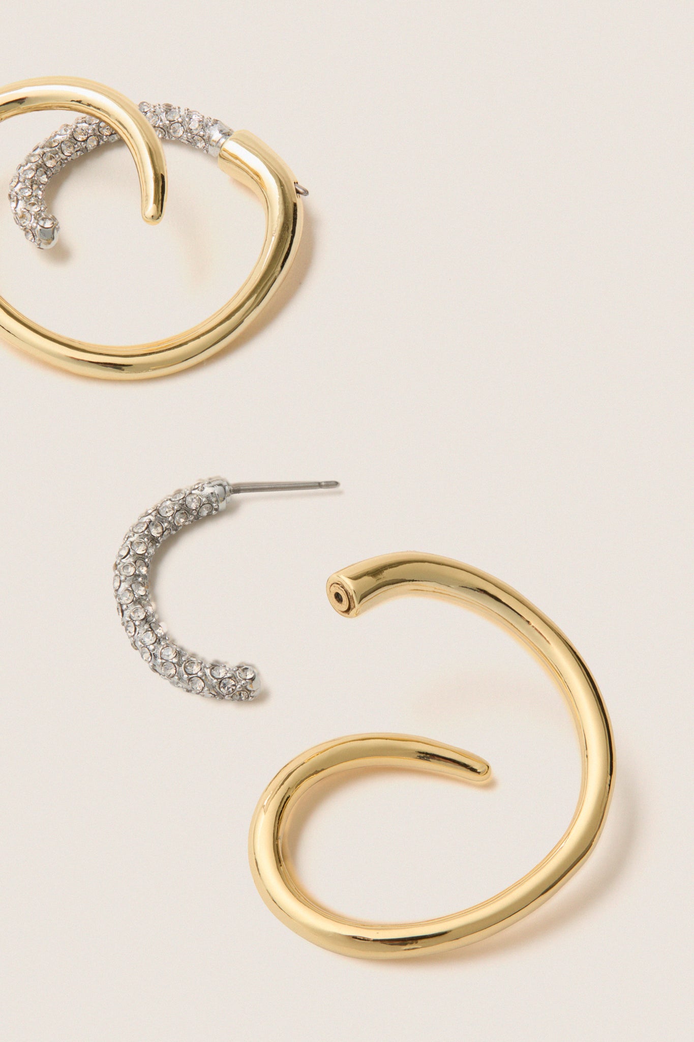 Gold, Silver and Crystal Bowery Earrings