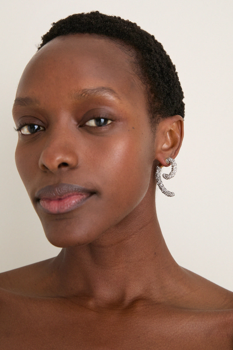 Gold, Silver and Crystal Luna Braided Pave Earrings