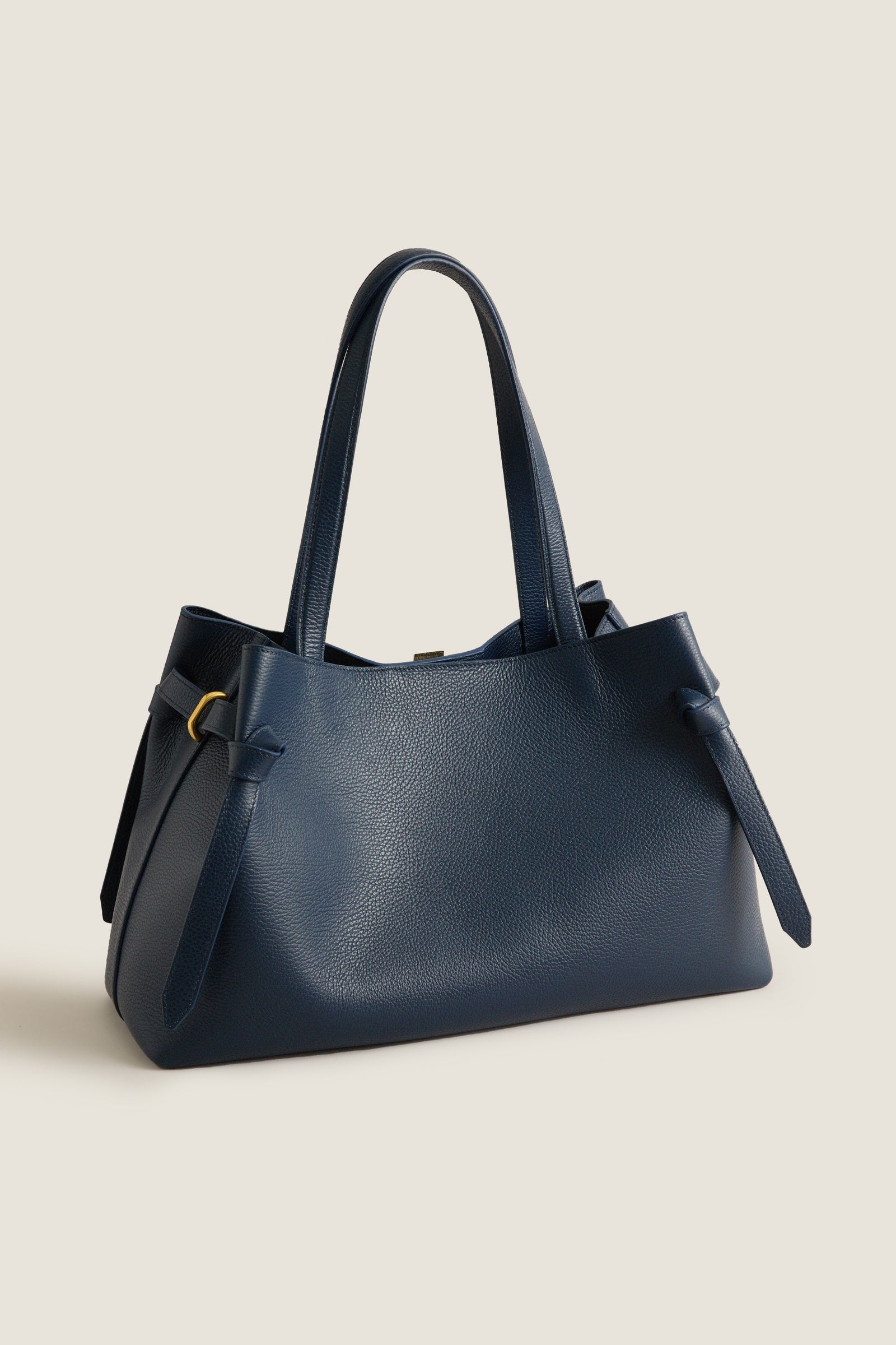 Midnight Pebble Grain Leather Gyoza Tote