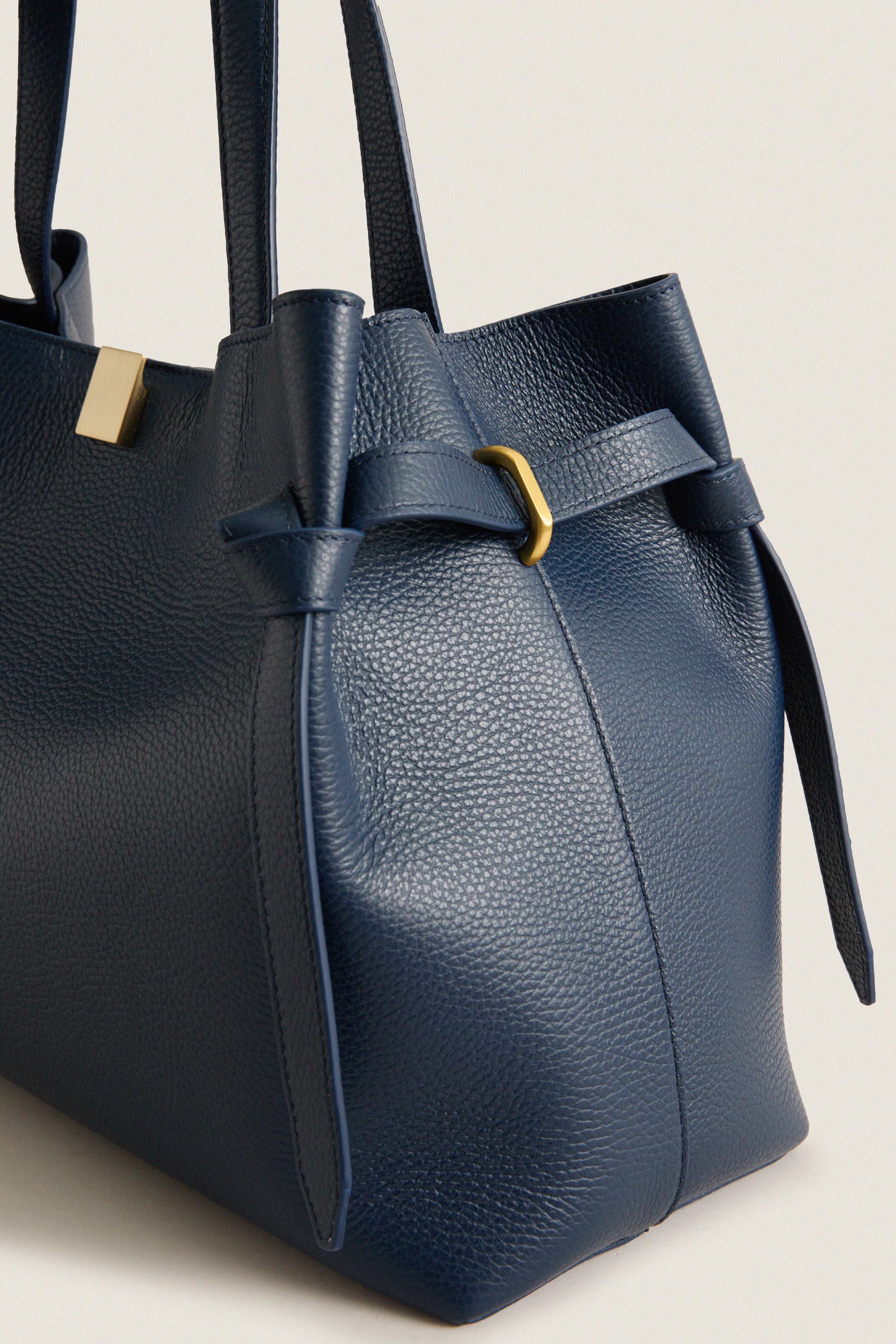Midnight Pebble Grain Leather Gyoza Tote