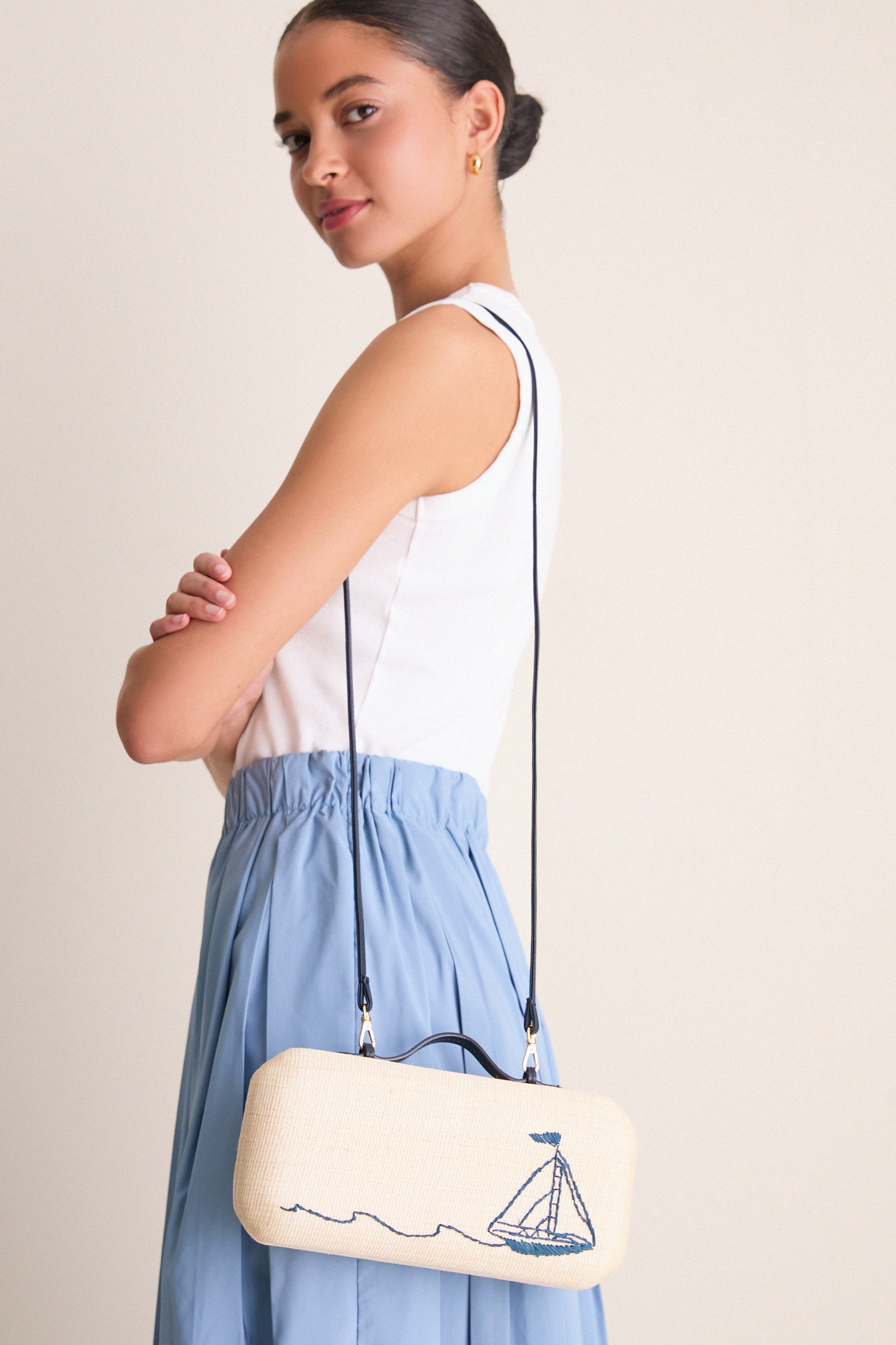 Navy Sail Clutch
