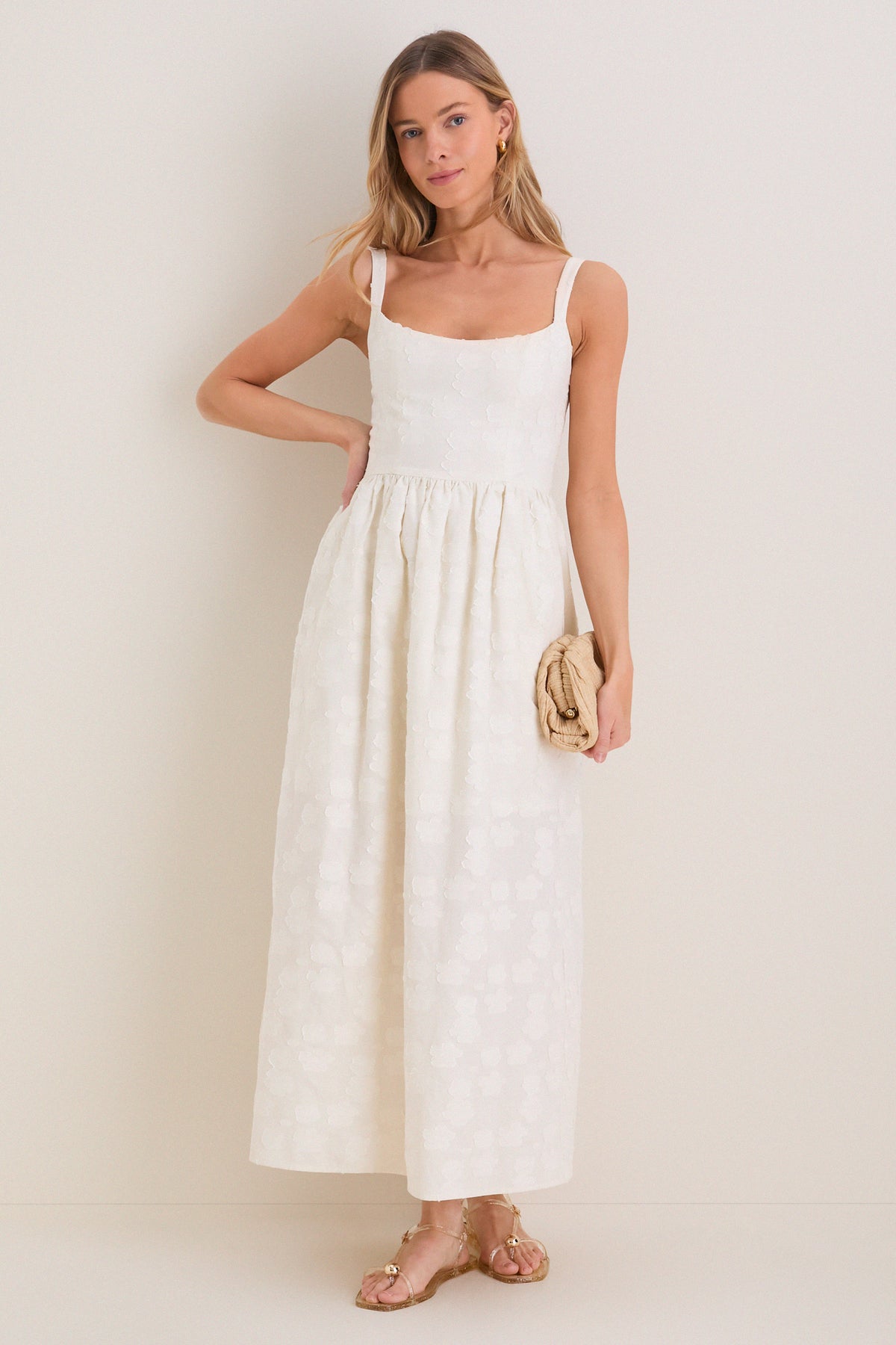 Ivory Jacquard Jour Maxi Dress