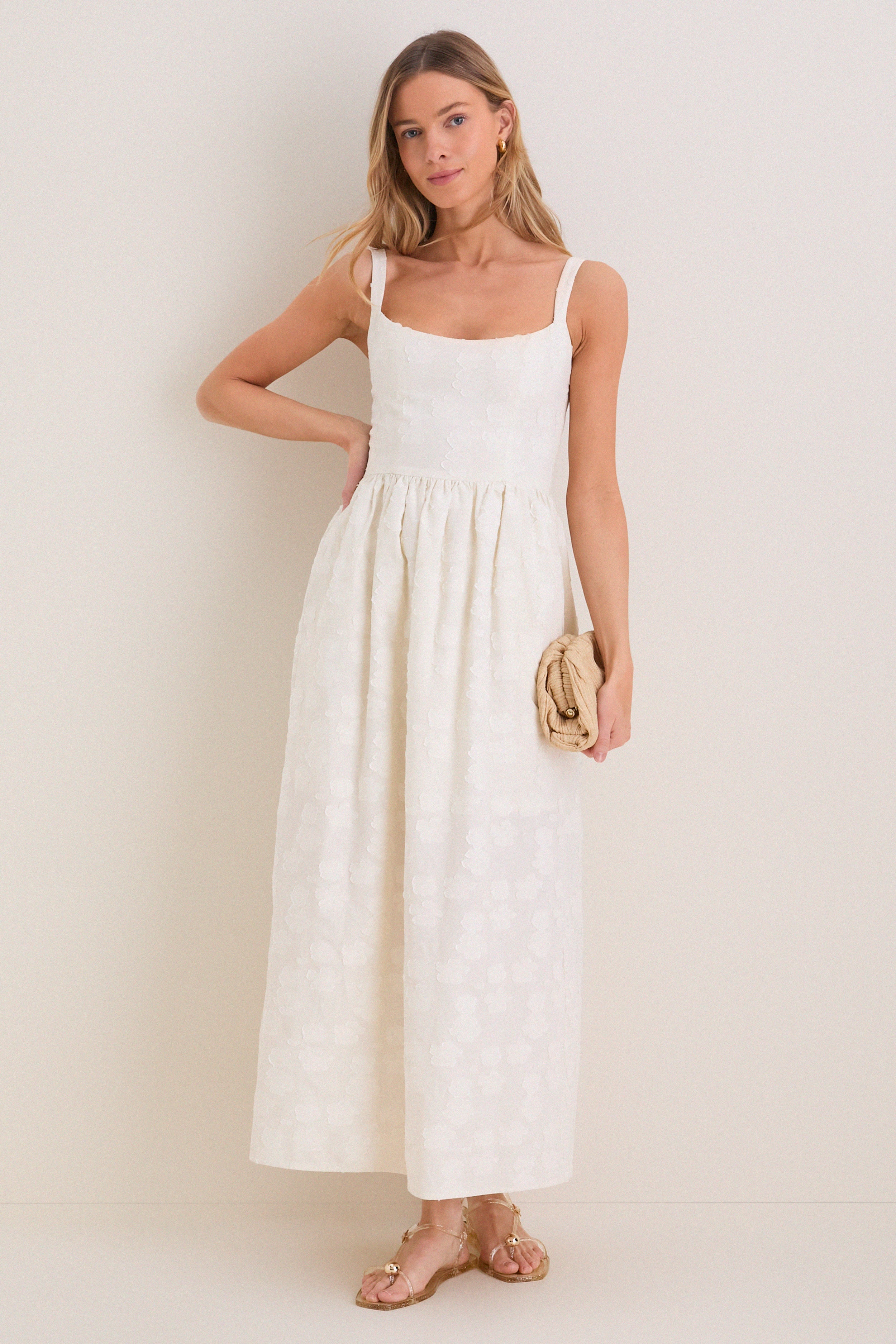 Ivory Jacquard Jour Maxi Dress