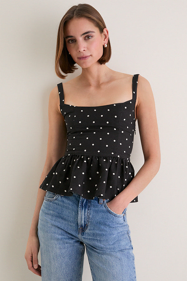 Small Dots Tuxedo + Ivory Jour Peplum Top 2 | Emerson Fry