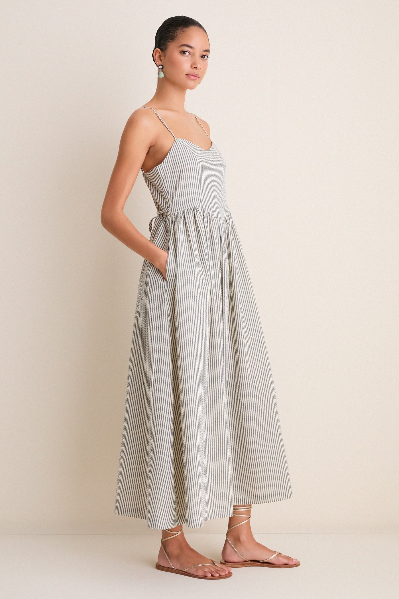 striped cotton dress for women Rosent Stripe Dress in Cotton Poplin