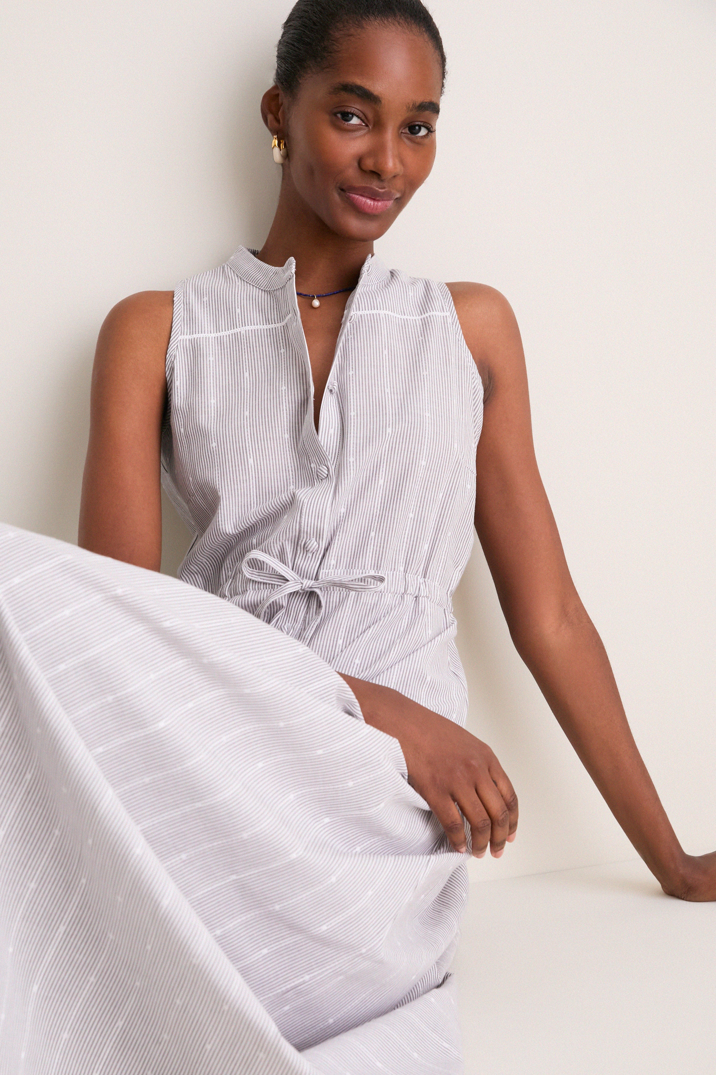 Mie_yamDeuxieme dignity sleeveless James Stripe Lucy 4 Basque Sleeveless Dress | Love Tomas by
