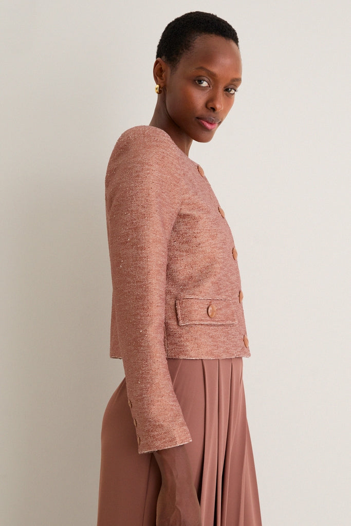 Light Auburn Zell Collarless Jacket
