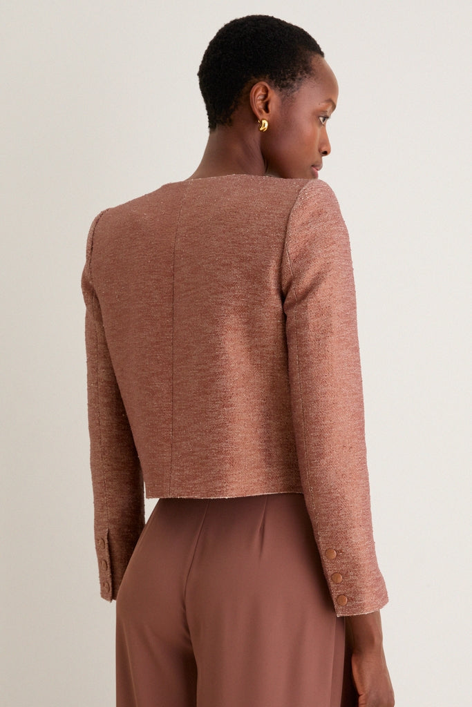 Light Auburn Zell Collarless Jacket | L'AGENCE
