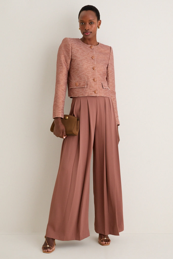 Light Auburn Zell Collarless Jacket | L'AGENCE