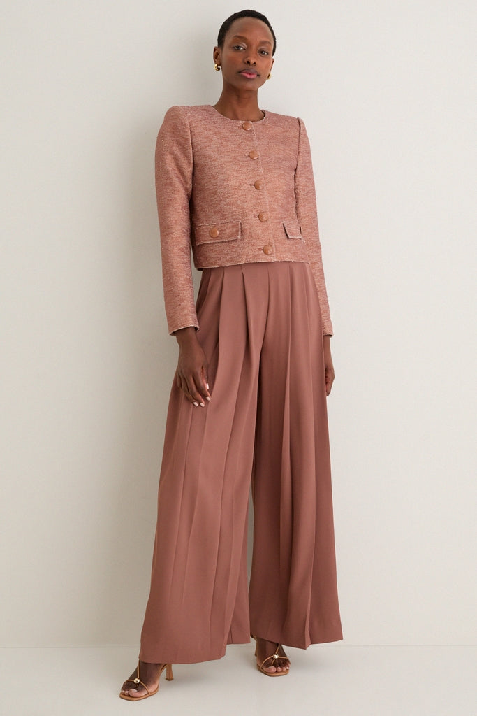 Light Auburn Zell Collarless Jacket | L'AGENCE