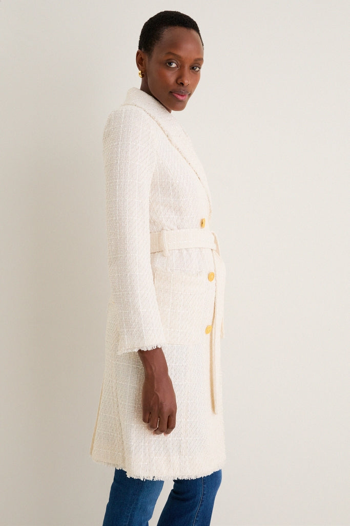 Vintage White Cooper Unlined Tweed Coat