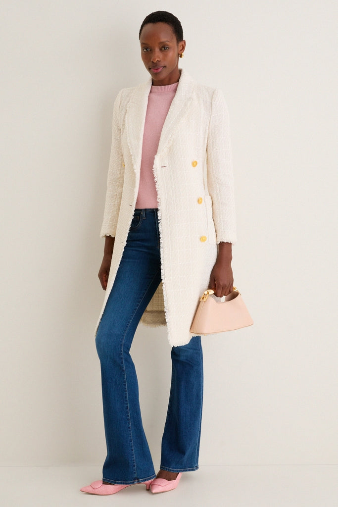 Vintage White Cooper Unlined Tweed Coat | L'AGENCE