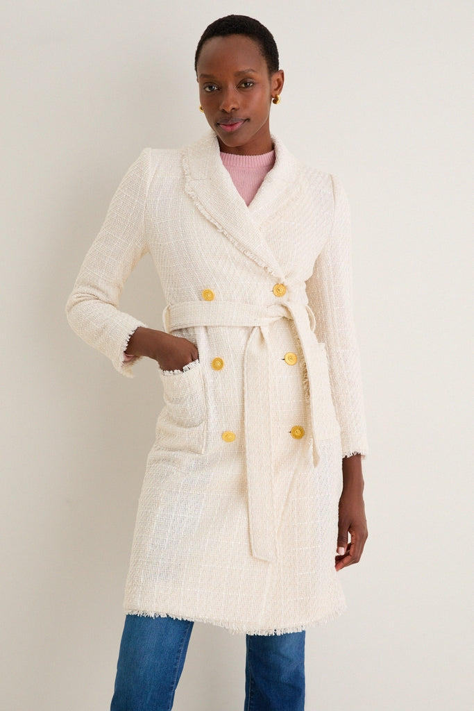 Vintage White Cooper Unlined Tweed Coat | L'AGENCE