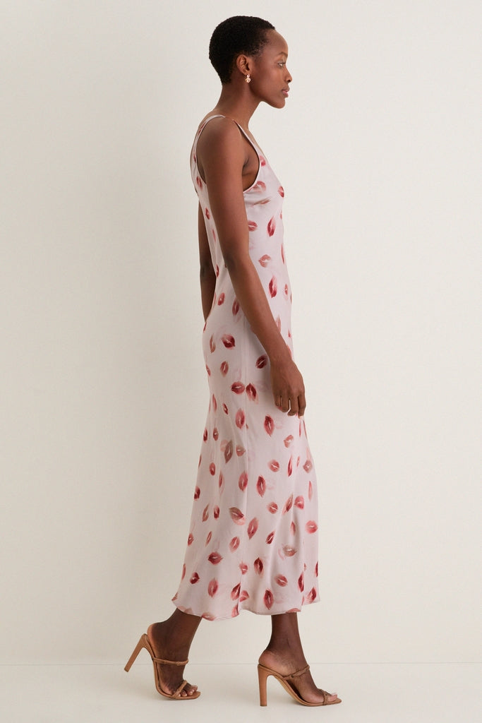 Taupe and Dark Red Kiss Akiya Tank Dress