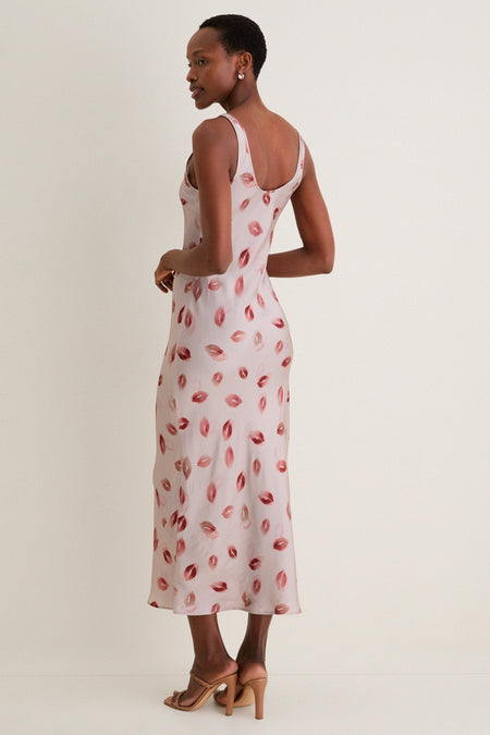 Taupe and Dark Red Kiss Akiya Tank Dress