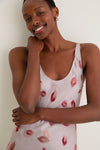 Taupe and Dark Red Kiss Akiya Tank Dress