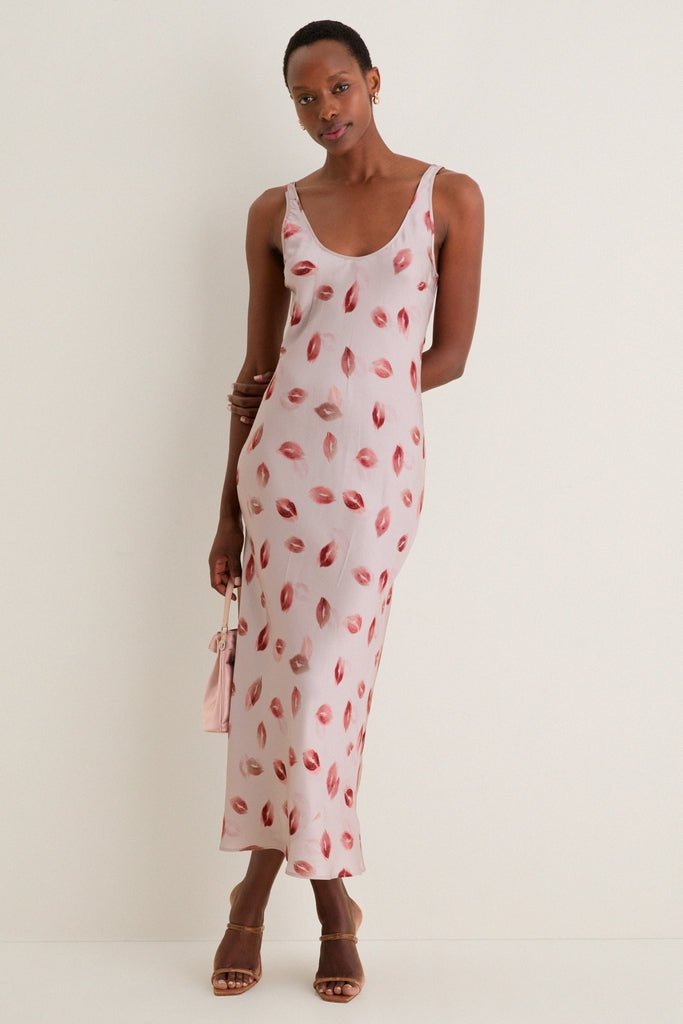 Taupe and Dark Red Kiss Akiya Tank Dress