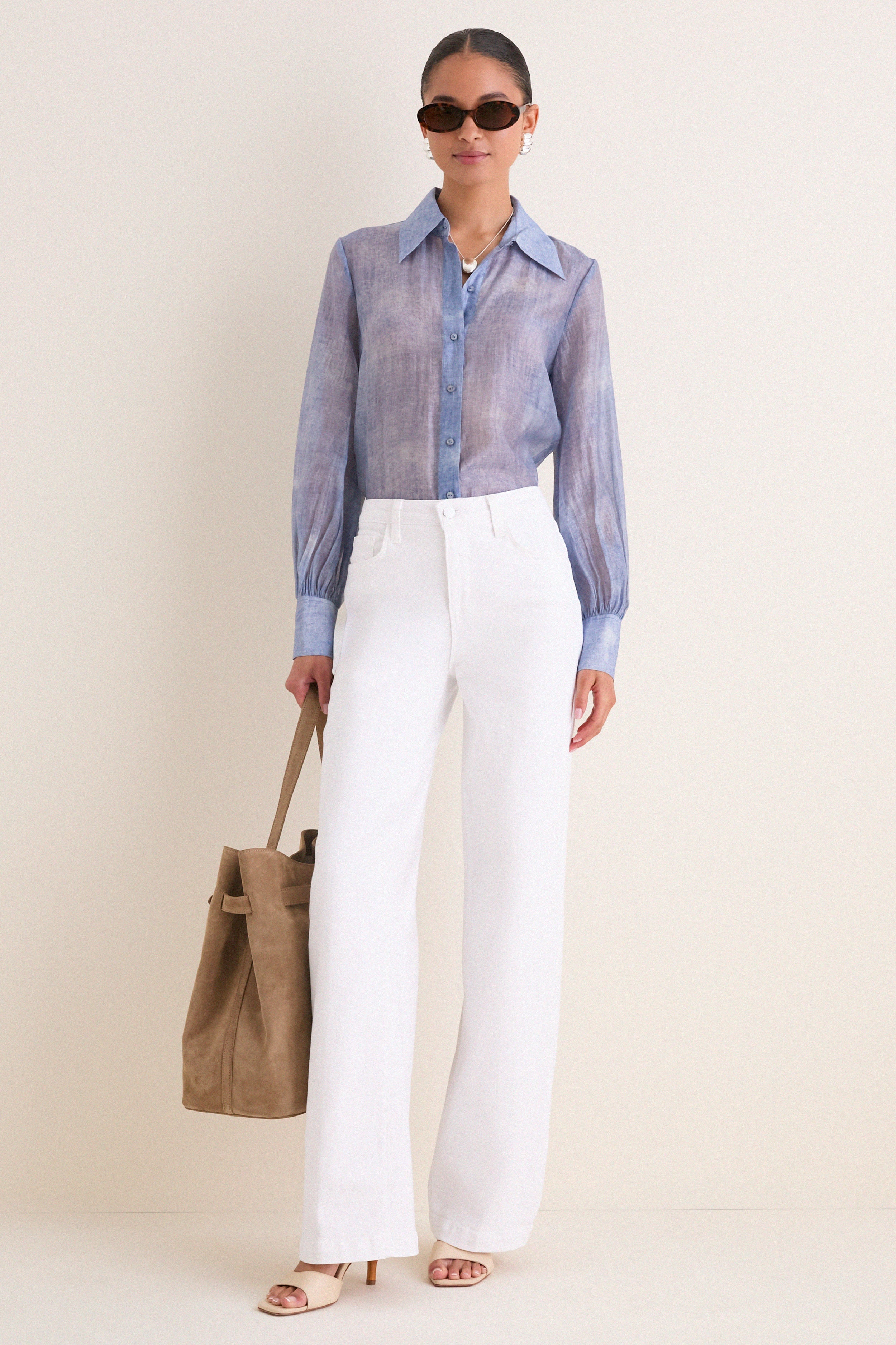 Pale Harbor Blue Jayleen Button Down Blouse