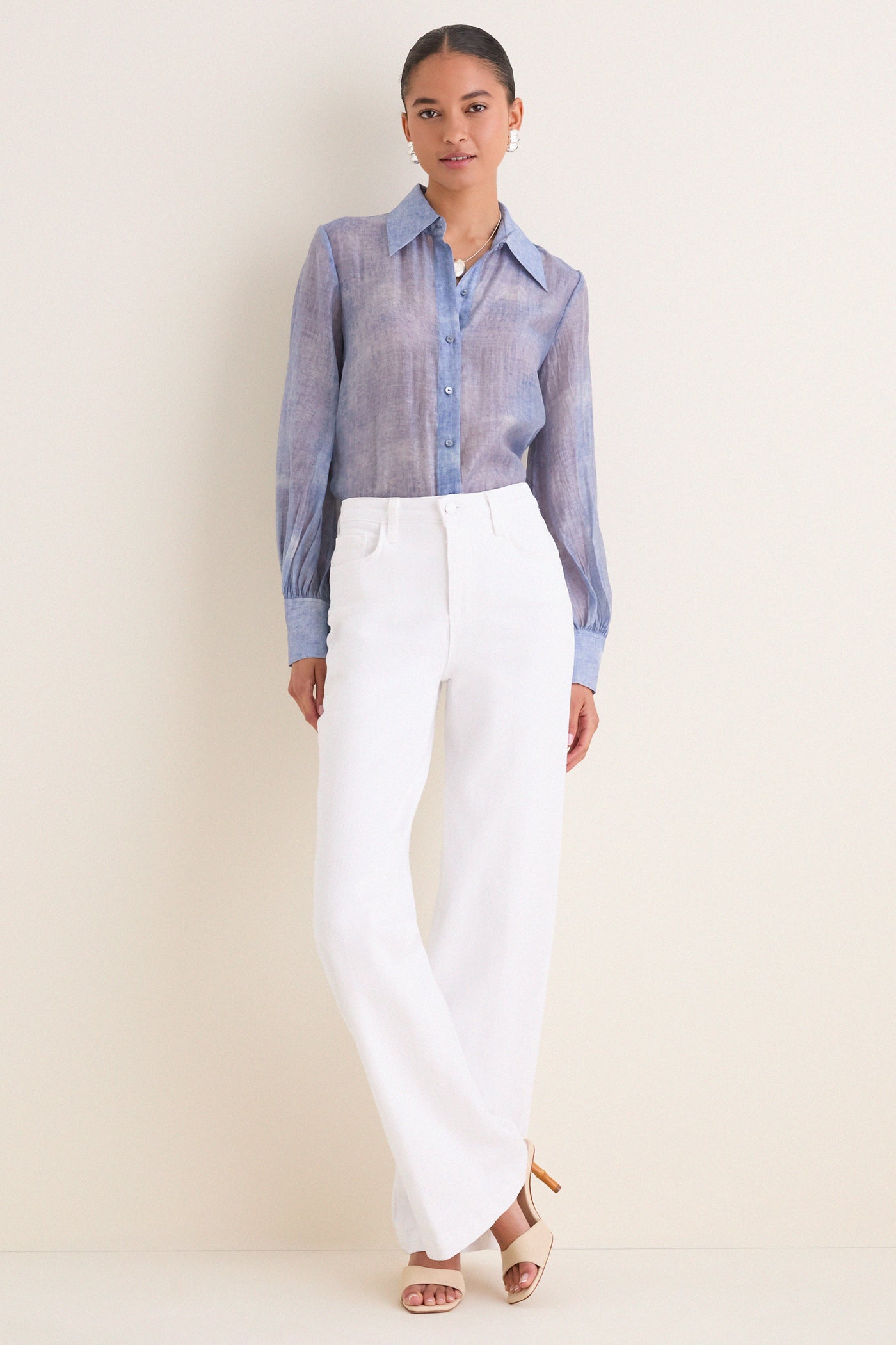 Pale Harbor Blue Jayleen Button Down Blouse