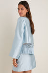 Pewter Blue Long Sleeve Maxine Tassel Top