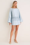 Pewter Blue Long Sleeve Maxine Tassel Top