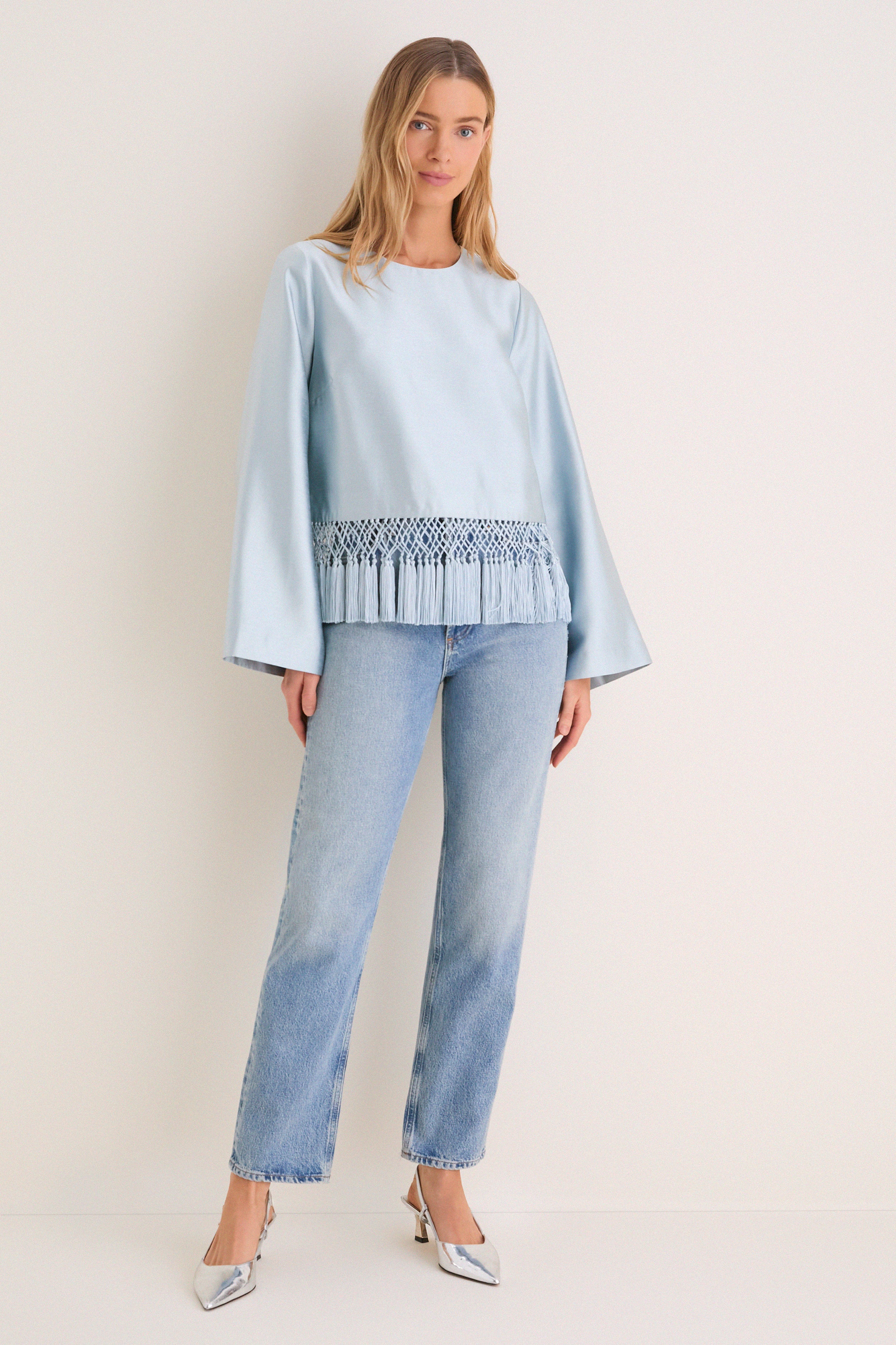 Pewter Blue Maxine Tassel Top | Tuckernuck