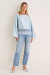 Pewter Blue Long Sleeve Maxine Tassel Top