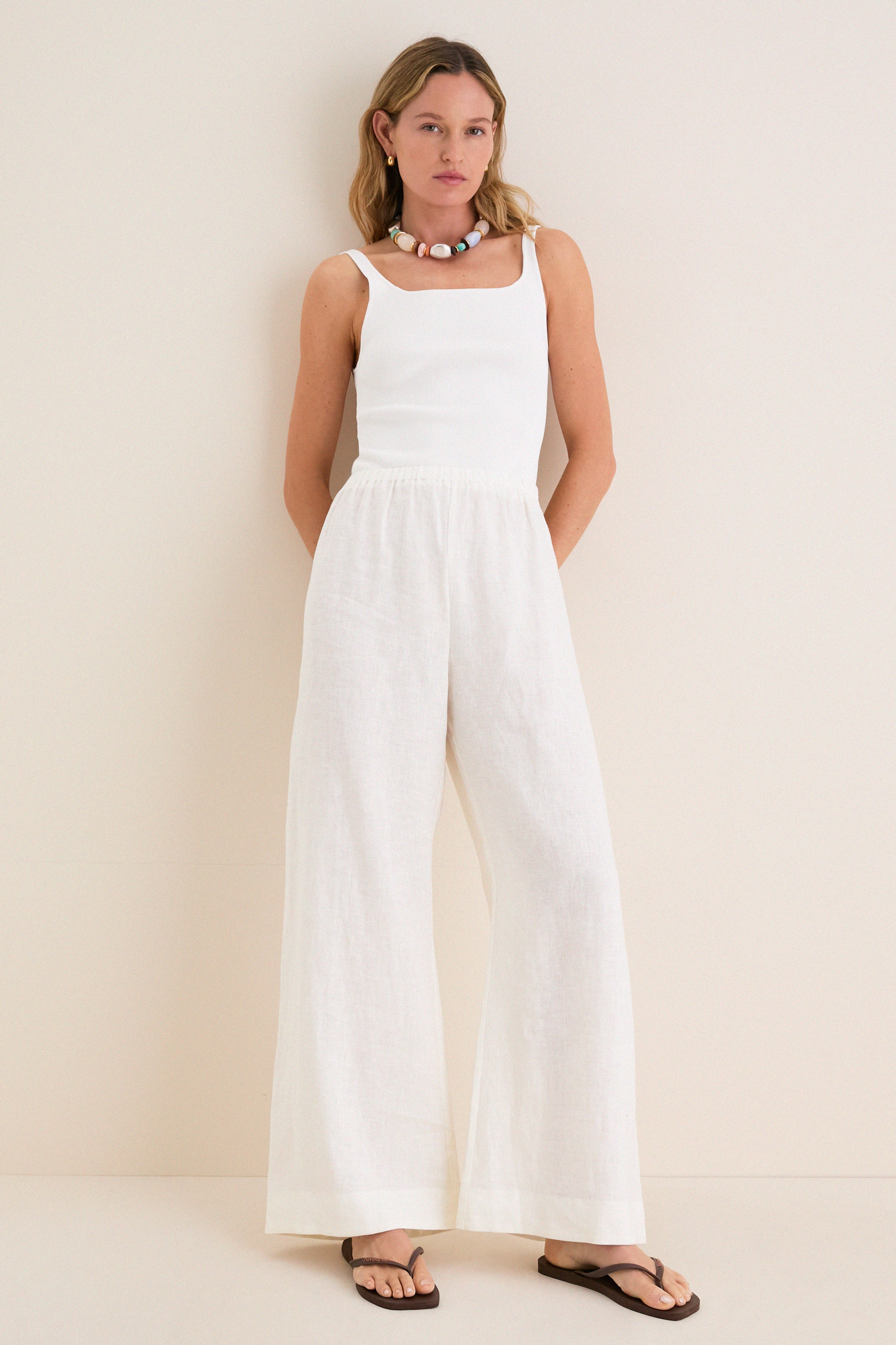 YANTOR cotton 46%, linen 54% マックパンツ Porcelain Linen Anya Pants | Tuckernuck