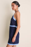 Navy & Cerulean Colorblock Judy Halter Mini Dress