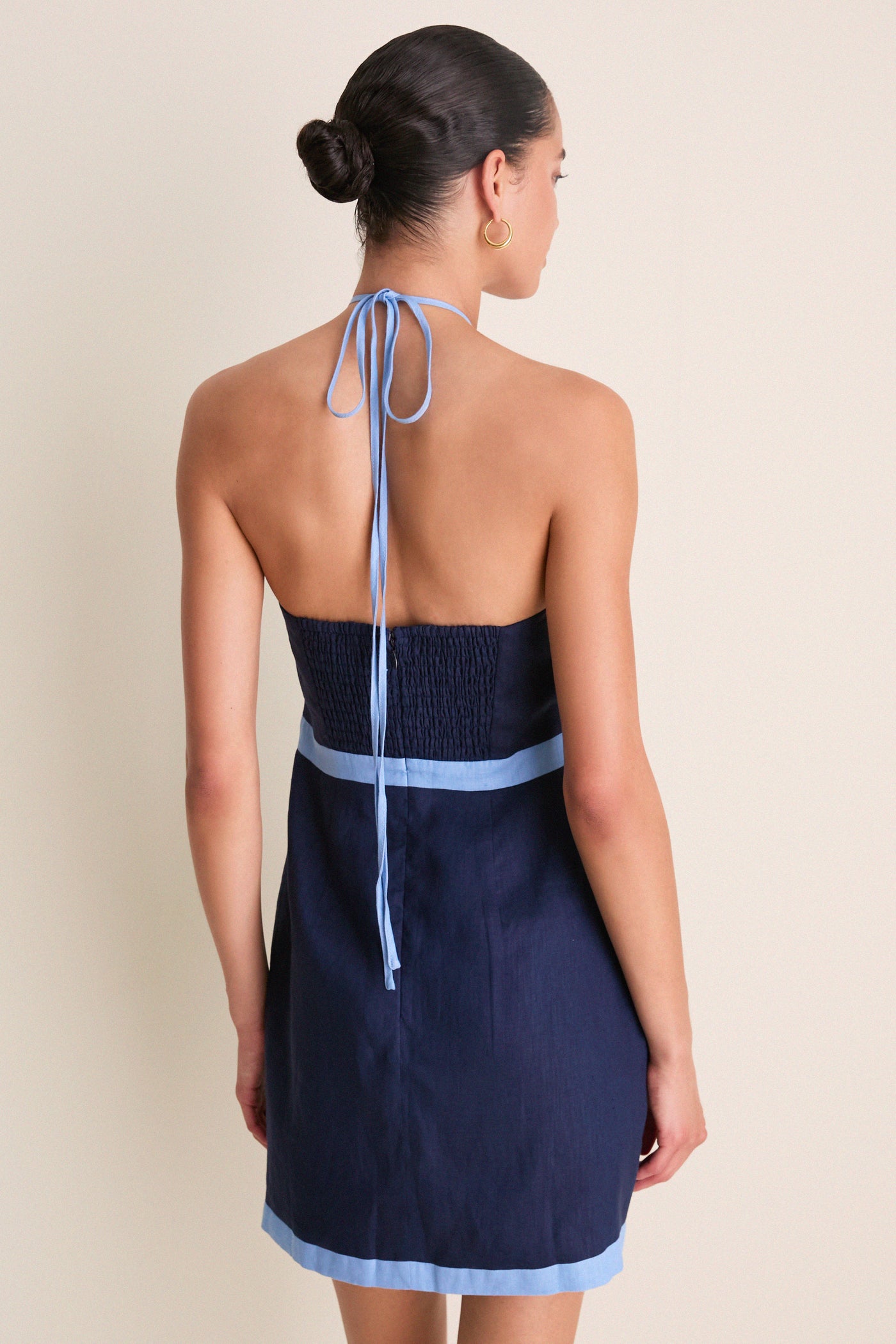 Navy & Cerulean Colorblock Judy Halter Mini Dress
