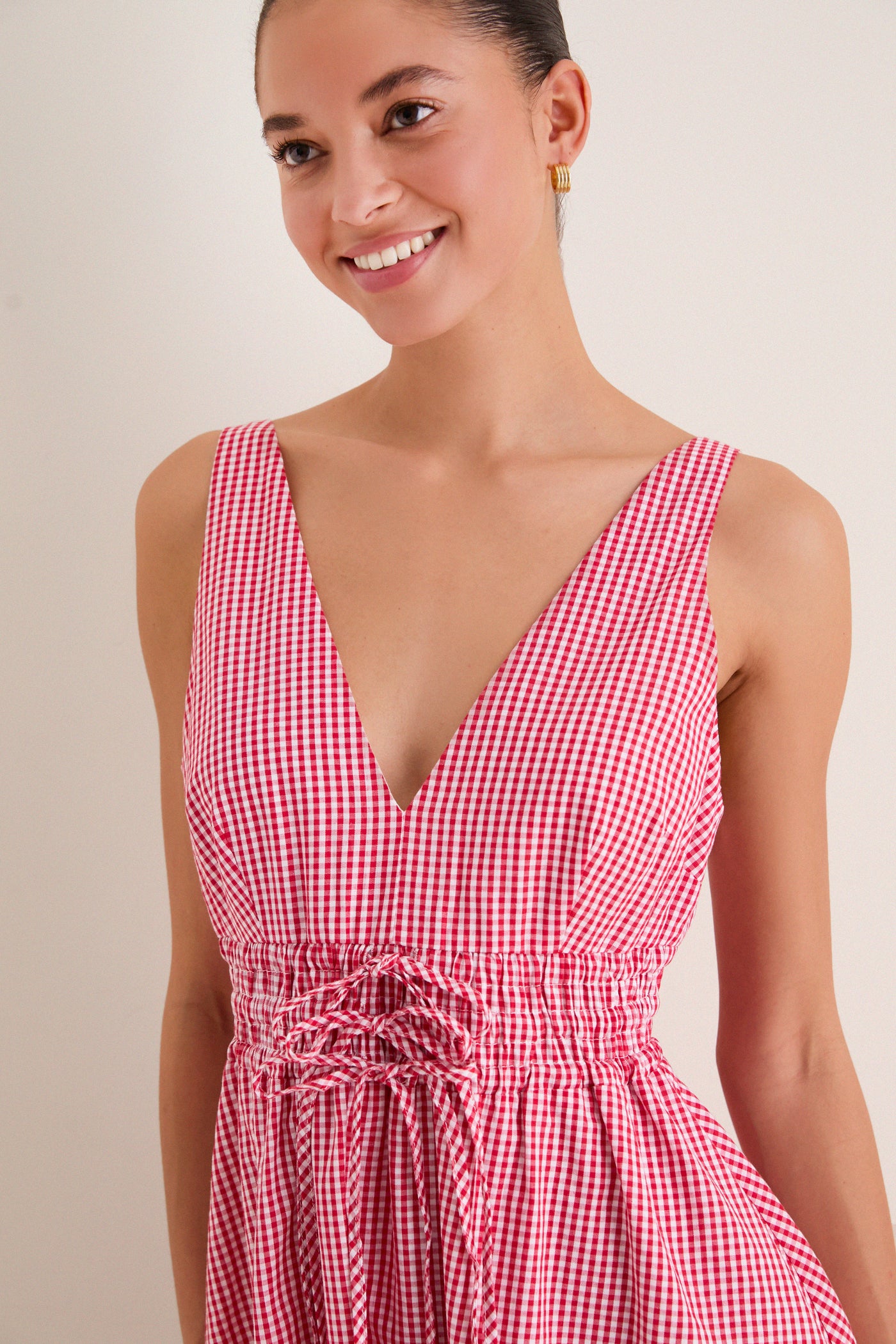 Hyacinth House Red Gingham Tessa Mini Dress Red Gingham / M