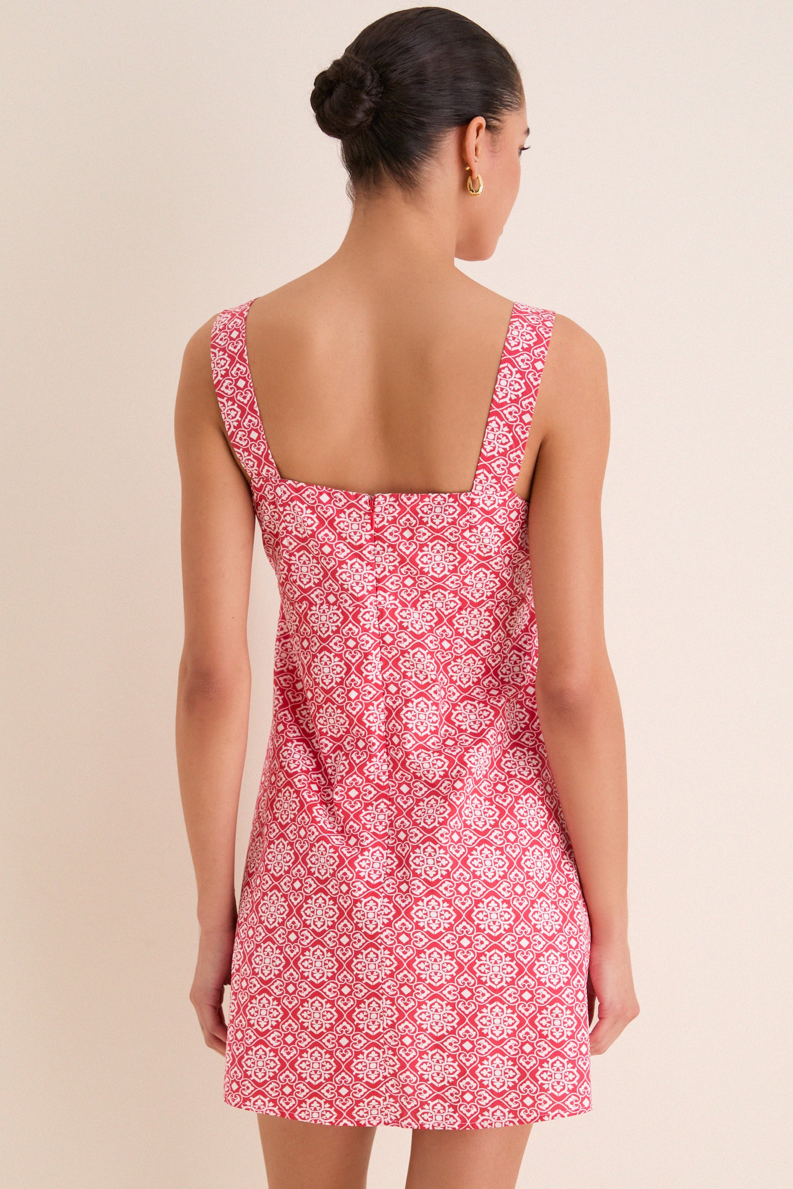Red Geo Floral Volos Mini Dress