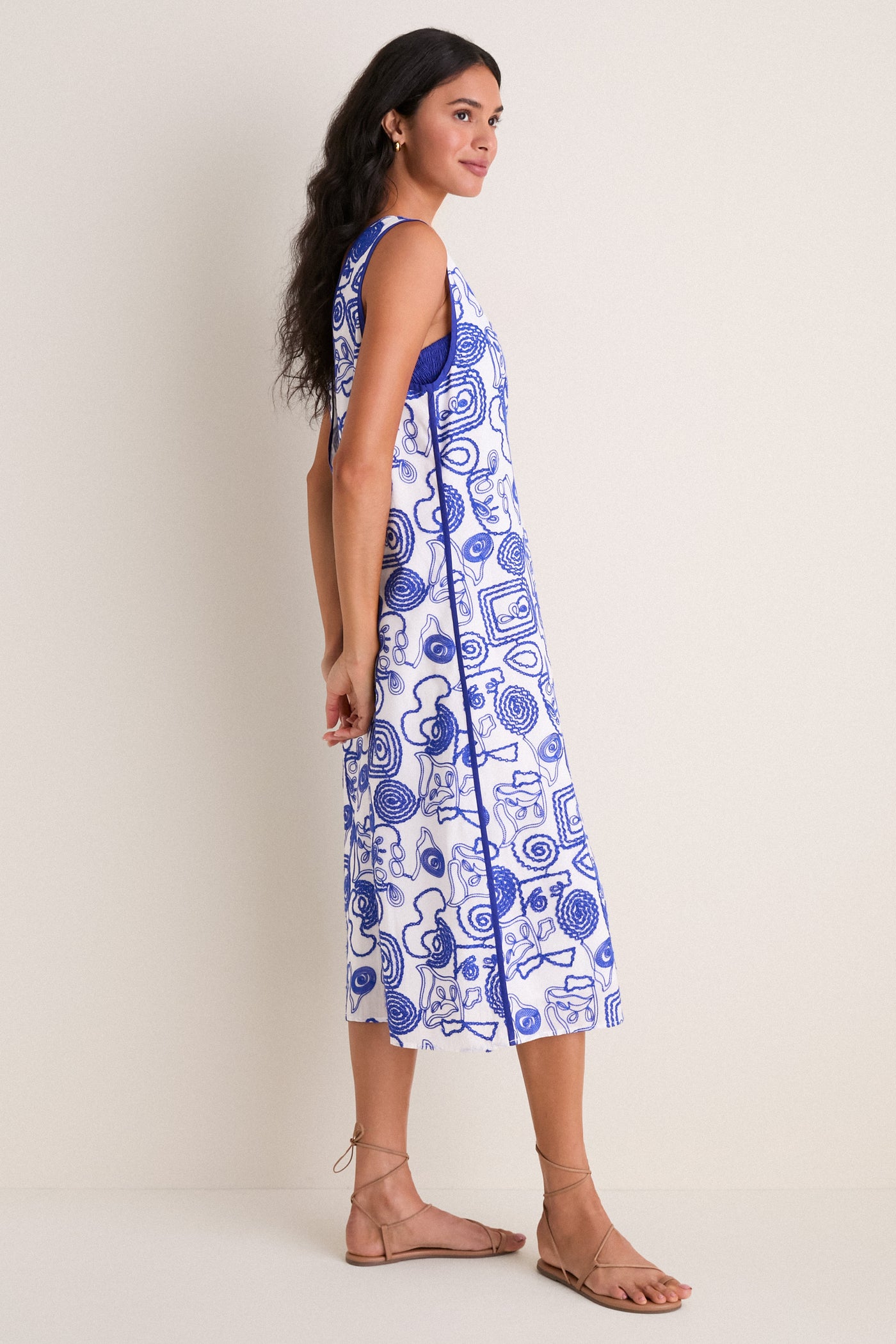 Hyacinth House White & Royal Blue Applique Josette Two-Piece Maxi Dress White & Royal Blue Applique / S Hyacinth House White & Royal Blue Applique Josette Two-Piece Maxi Dress White & Royal Blue Applique / S