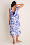 White & Royal Blue Applique Josette Two-Piece Maxi Dress