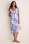 White & Royal Blue Applique Josette Two-Piece Maxi Dress