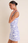 Blue French Floral Laura Mini Dress