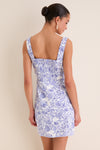 Blue French Floral Laura Mini Dress
