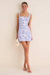 Blue French Floral Laura Mini Dress