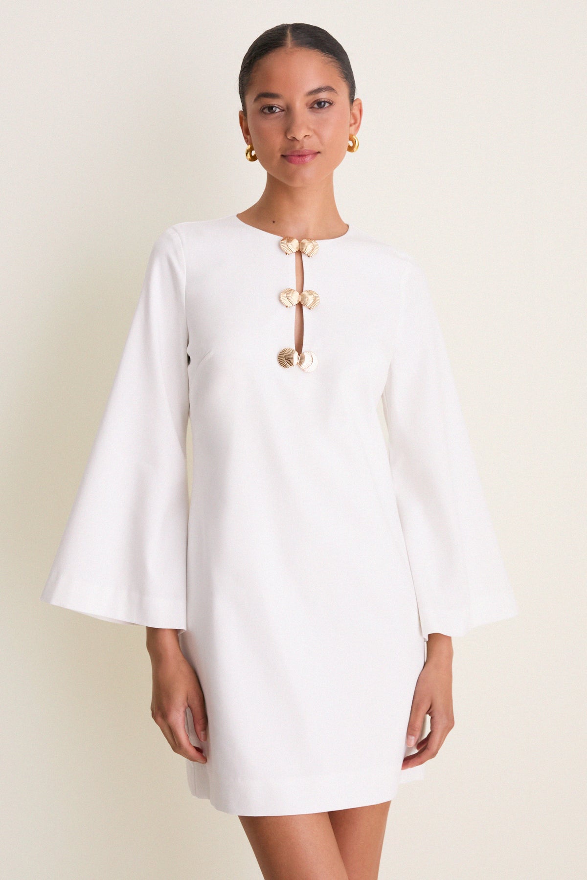 Hyacinth House Ivory Linen Shell Hardware Etta Mini Caftan Ivory Linen / S