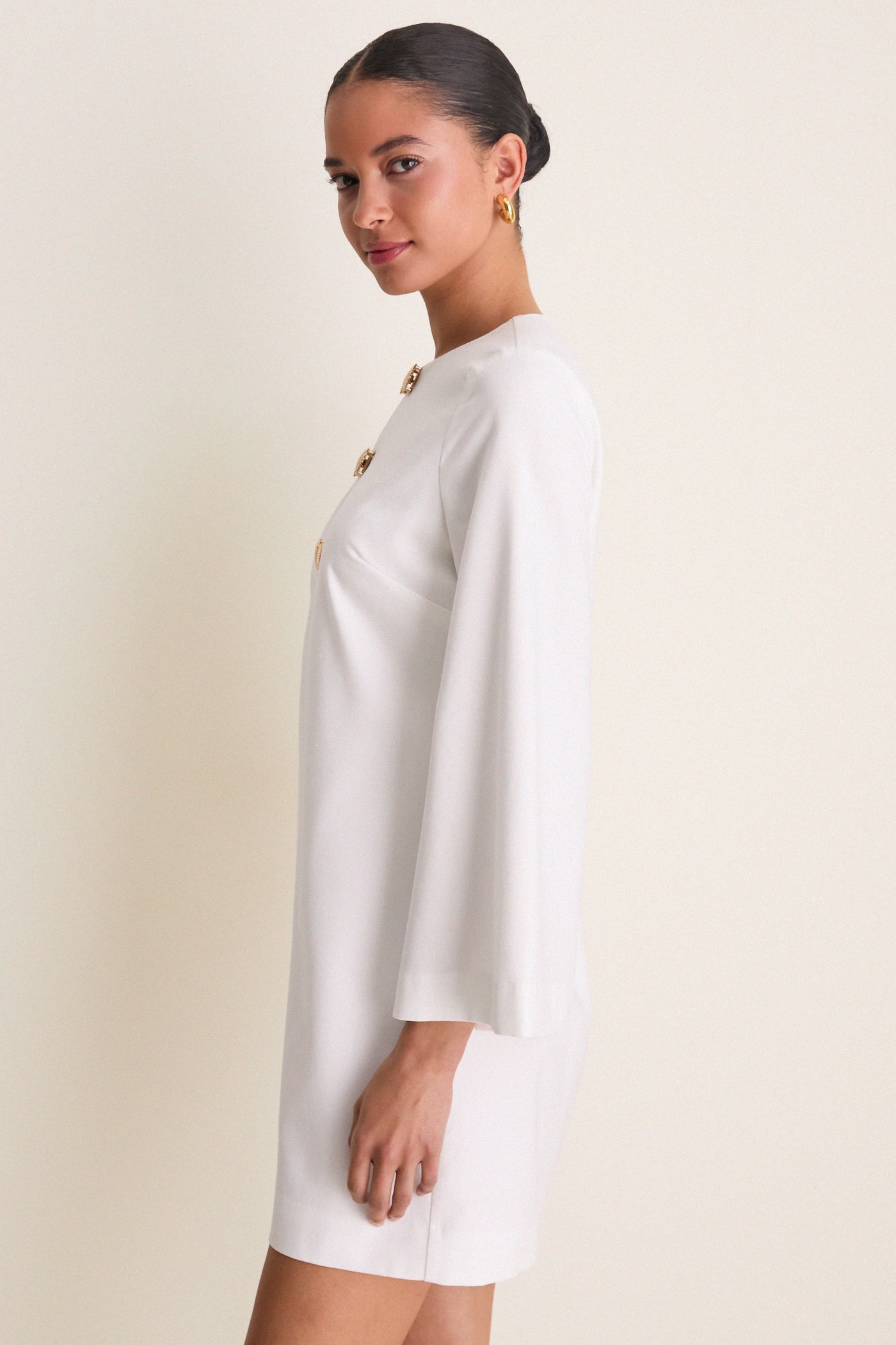 Hyacinth House Ivory Linen Shell Hardware Etta Mini Caftan Ivory Linen / S